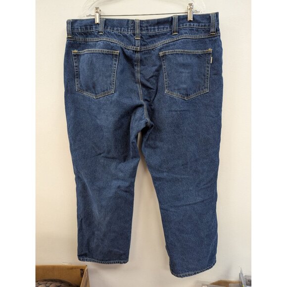 Redhead Flannel Jeans Mens 42X32 Blue Straight Leg Zipper Pockets - Picture 2 of 6